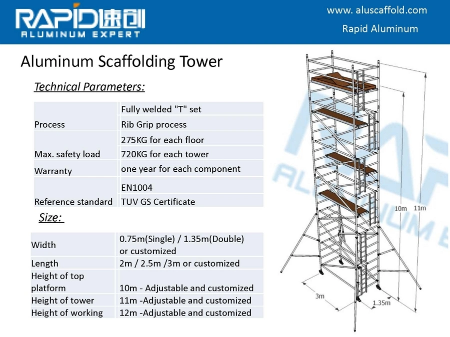 Aluminum Tubular Scaffolding Formwork Building Steps Truss Mobile Tower Scaffold System