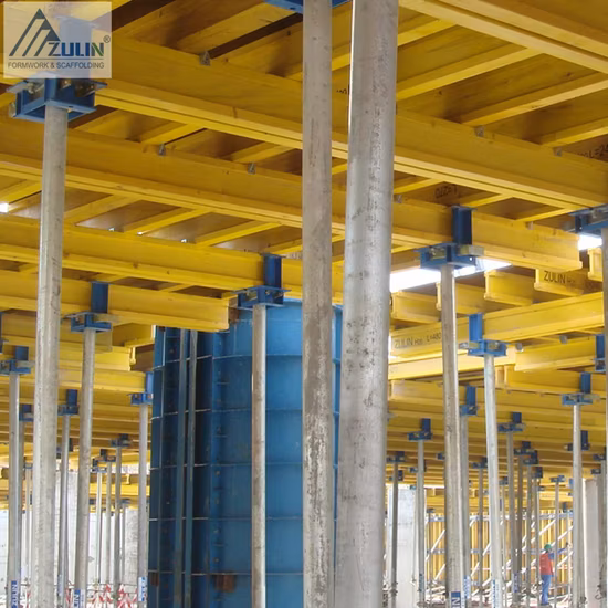 Encofrado de mesa para poruing de hormigón de construcción con sistema de andamio o soporte de piso de acero